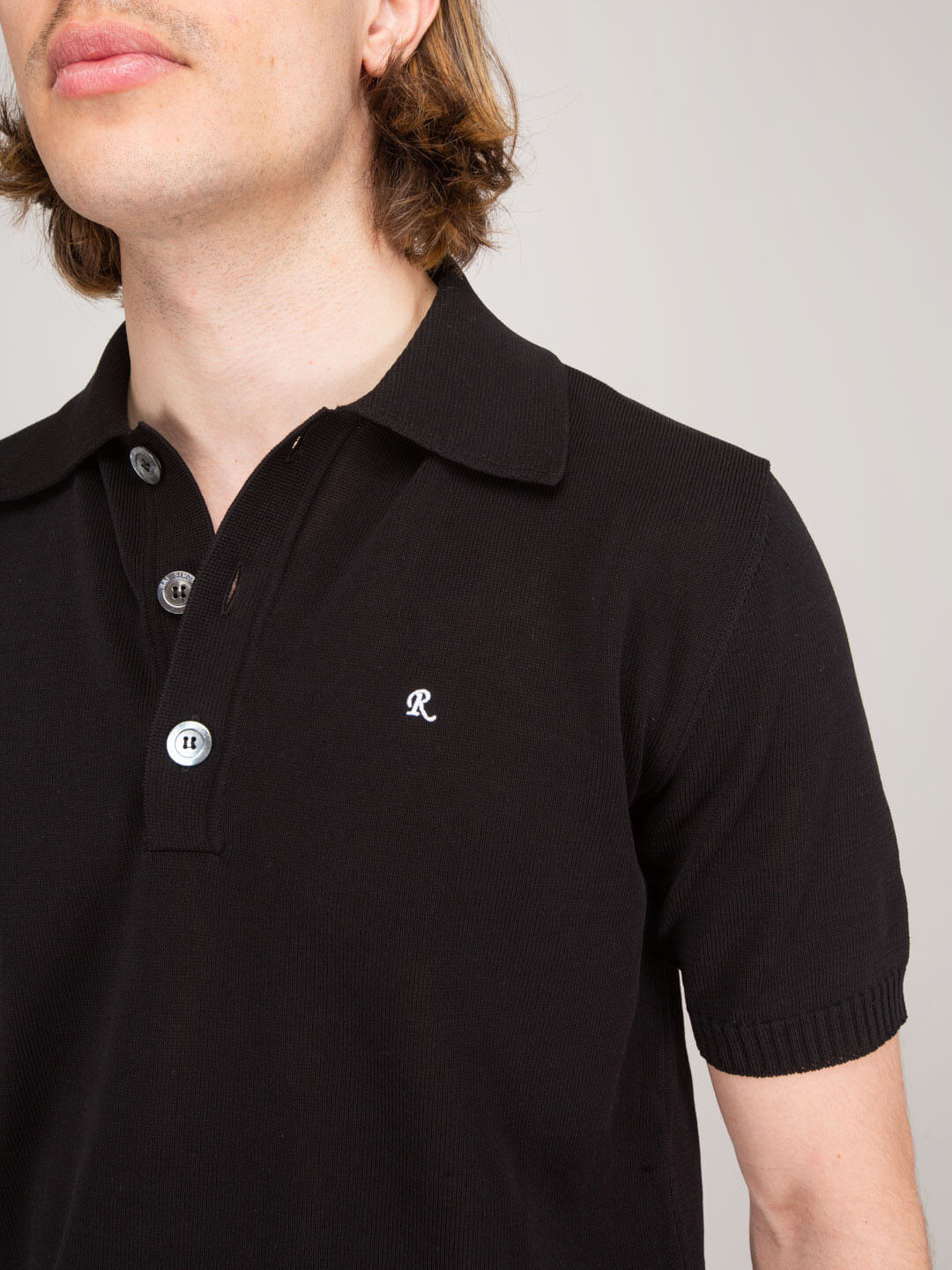 Raf Simons Fine Knitted Short Sleeved Cotton Polo black – LABELS