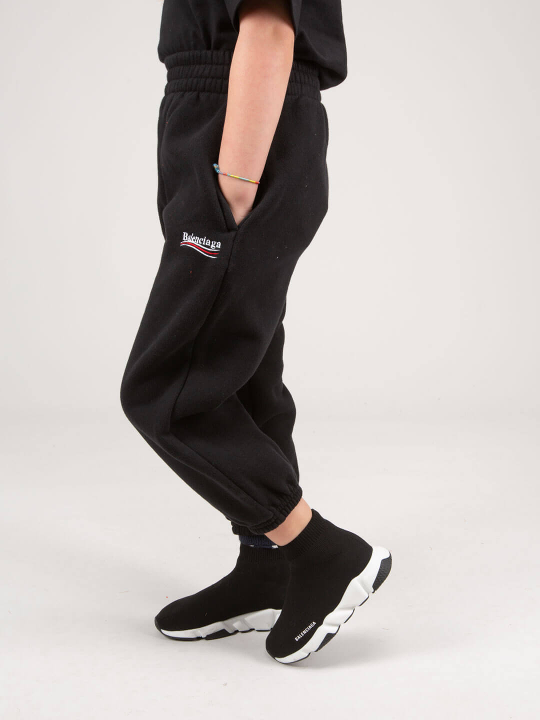 Balenciaga Mens Logo Embroidery Track Pants in Black  LNCC