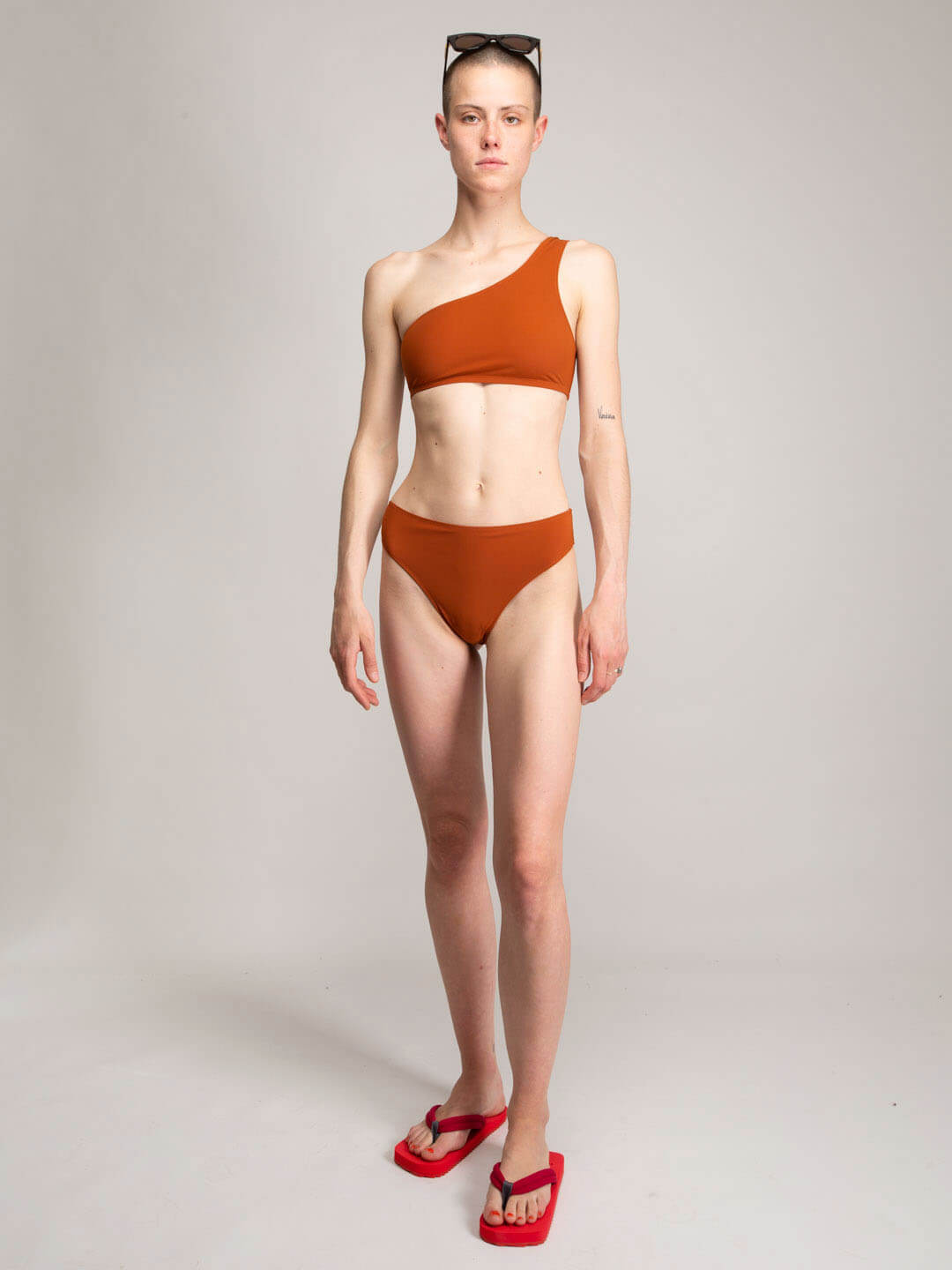 Terracotta one shoulder bikini