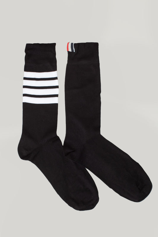 Mid Calf Socks W/ 4Bar In Lightweight Cotton