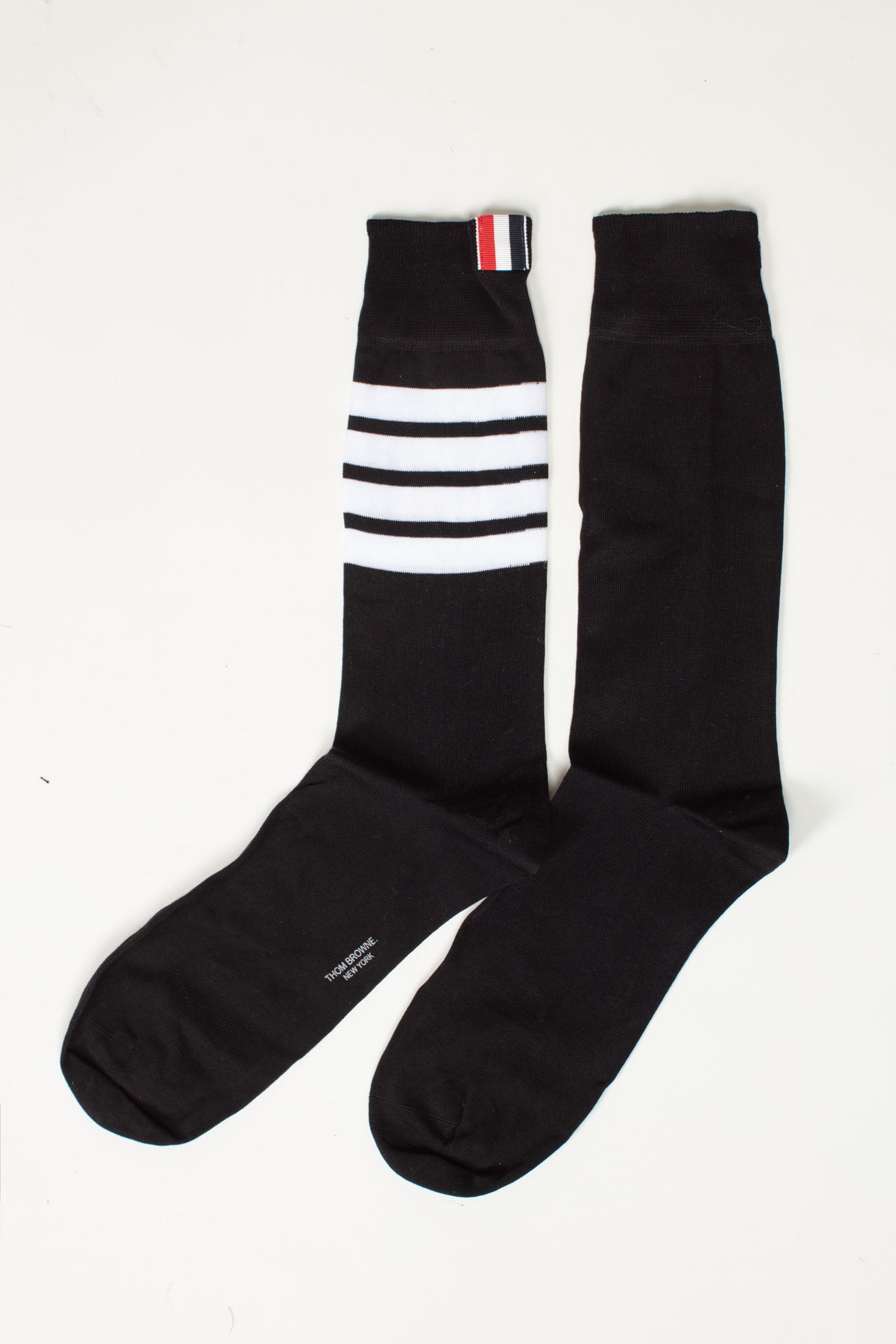 Mid Calf Socks W/ 4Bar In Lightweight Cotton