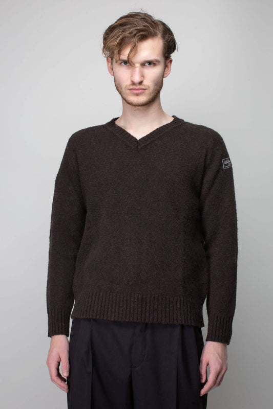 Striped Hammersleeve V-neck Sweater