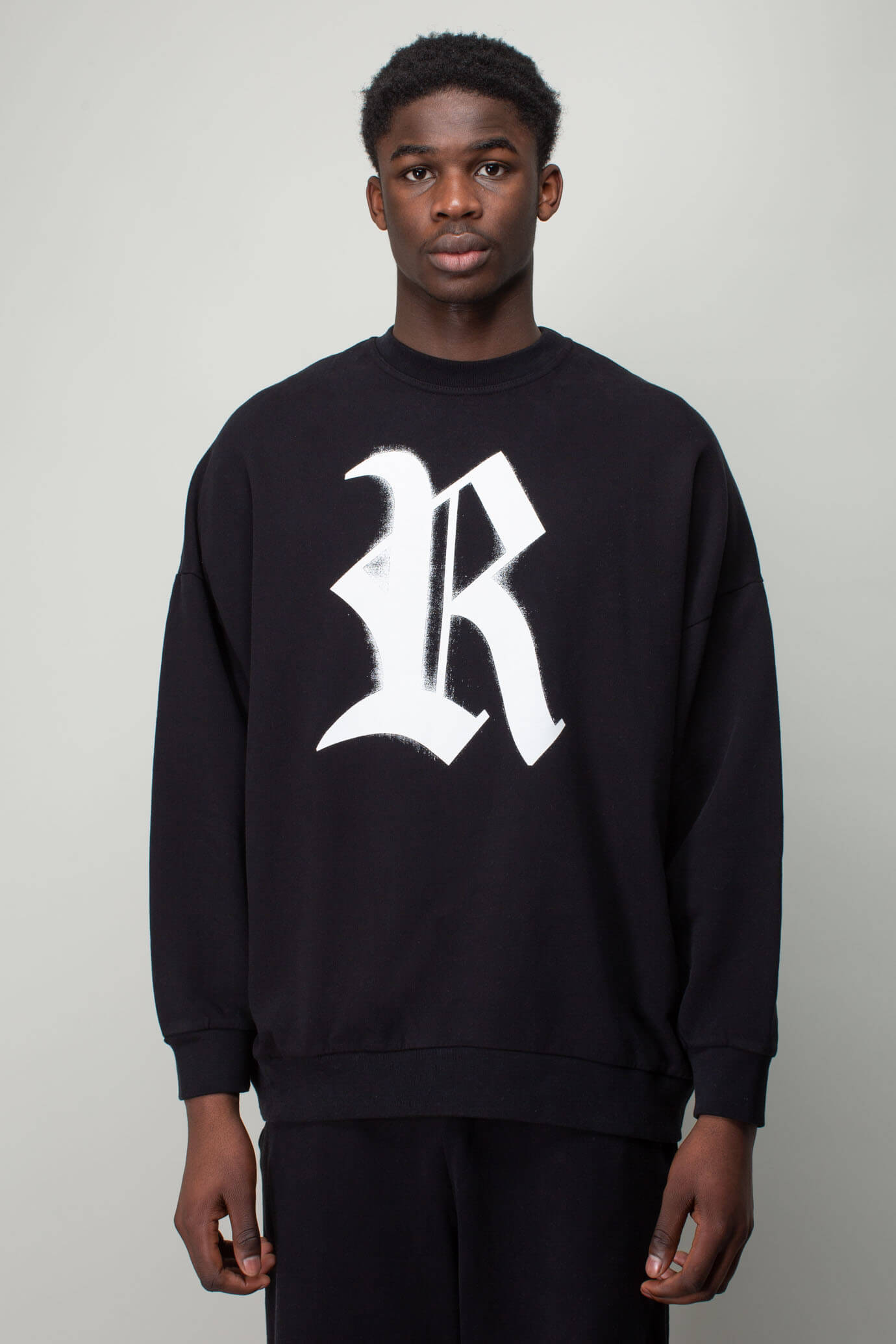 Oversized Crewneck Sweater with R print