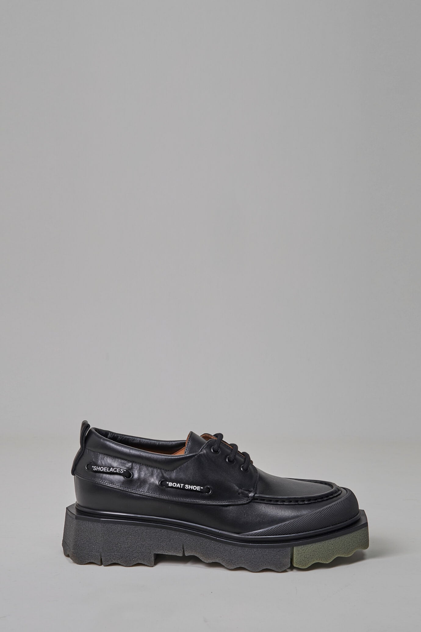 Sponge Leather Boat shoe, black