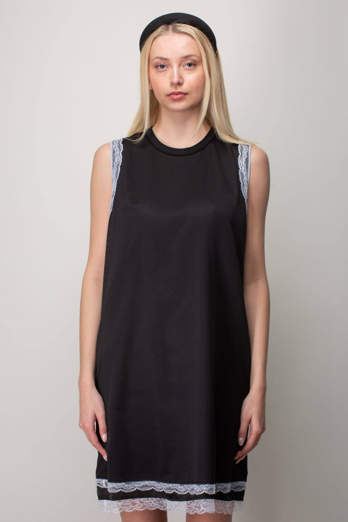Burberry mini dresses in sleeveless mesh design with round neckline