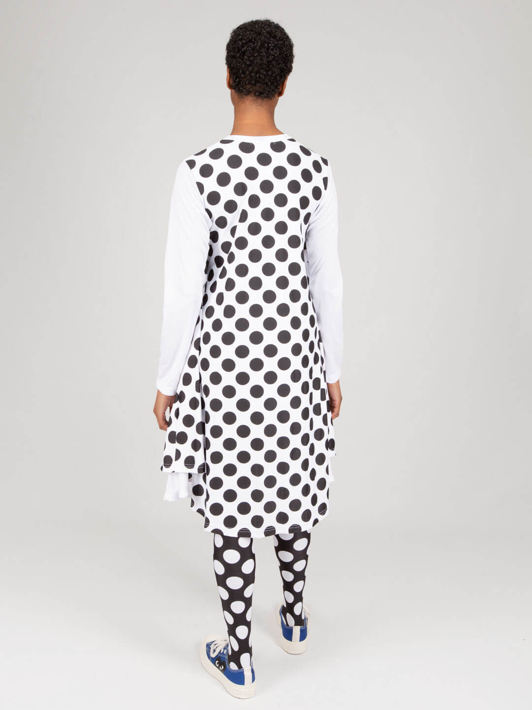 Full-length view of Ladies Laye longsleeve showing midi dress silhouette