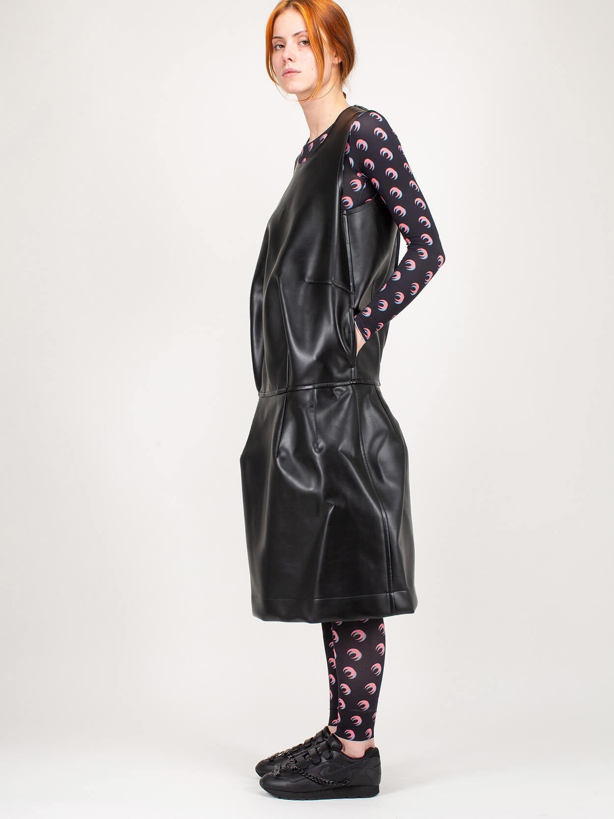 leather one piece dress Black Women's One Piece Real Leather Dress Jumpsuit
