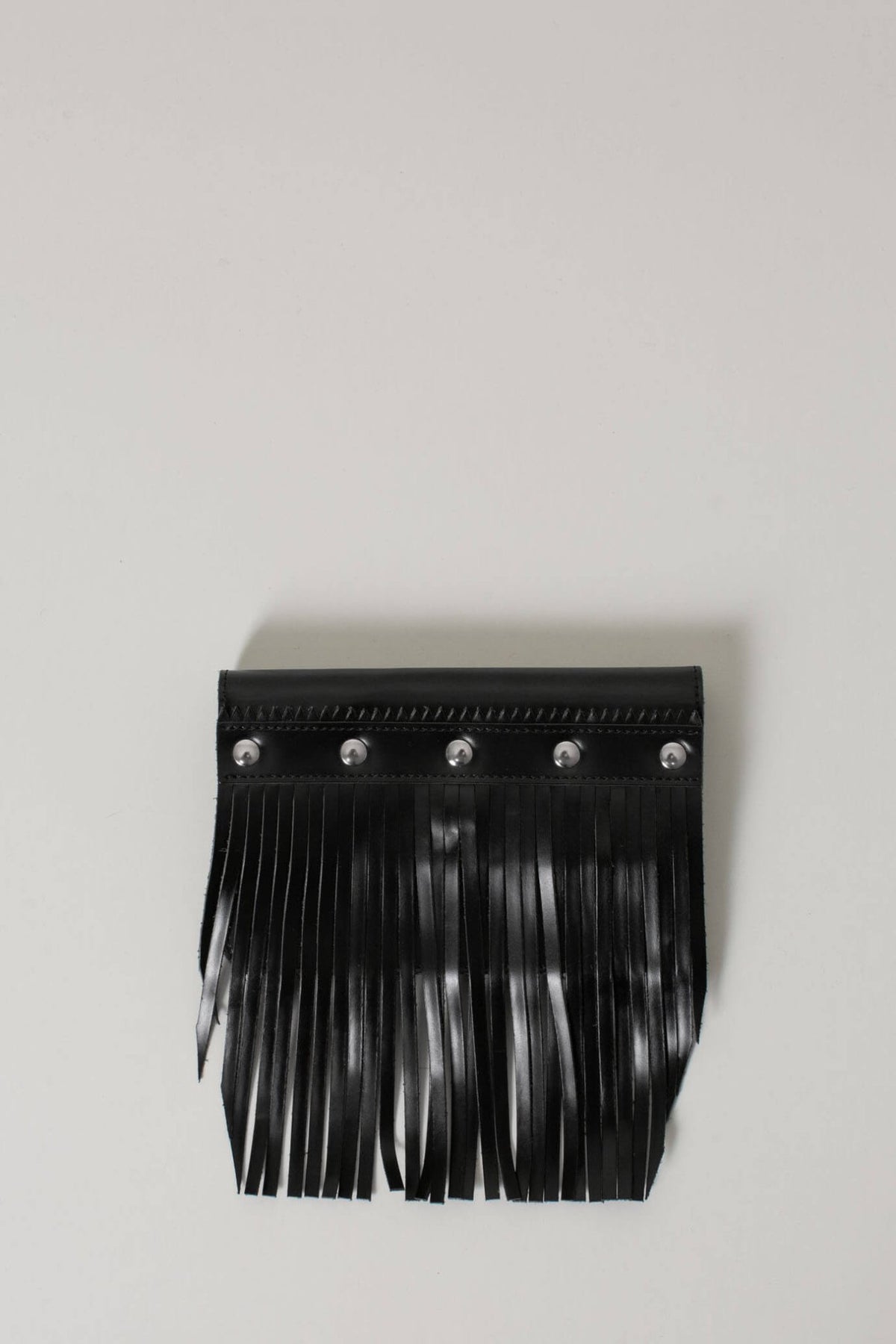Comme des Garçons Wallets black fringe wallet small size front view