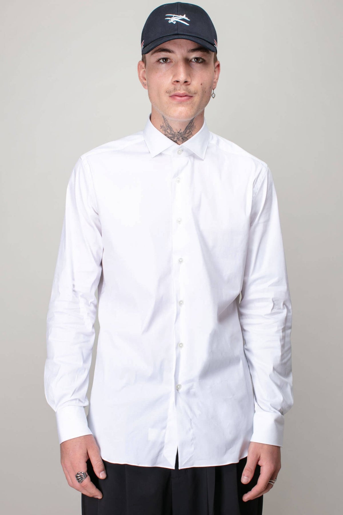 Xacus shirts classic white cotton blend dress shirt with collar and button closure