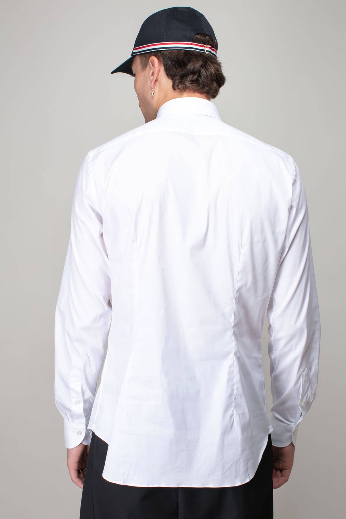 Full view of Xacus classic shirt showing tailored fit and construction