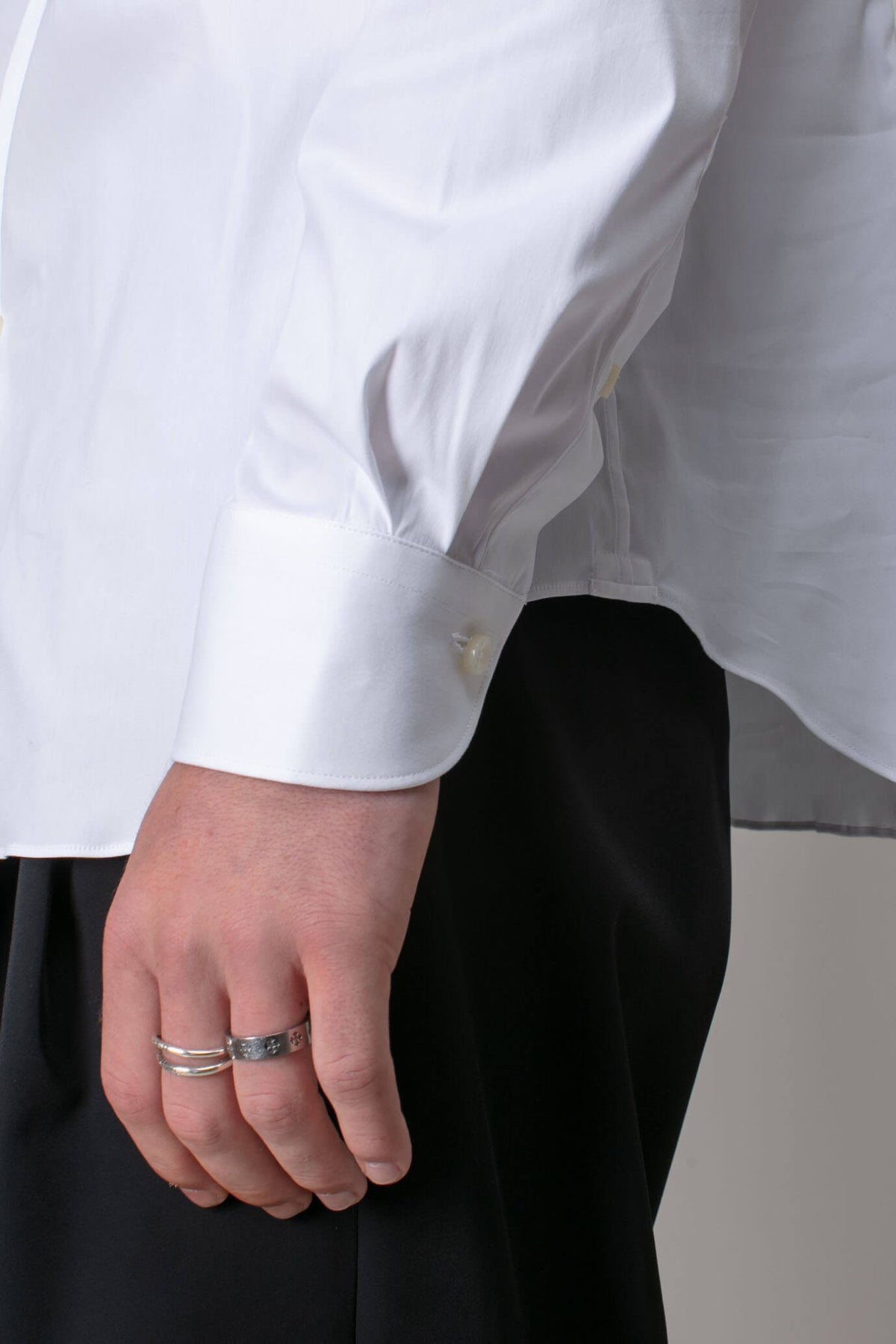 Detail shot of buttoned cuffs on Xacus classic cotton blend shirt