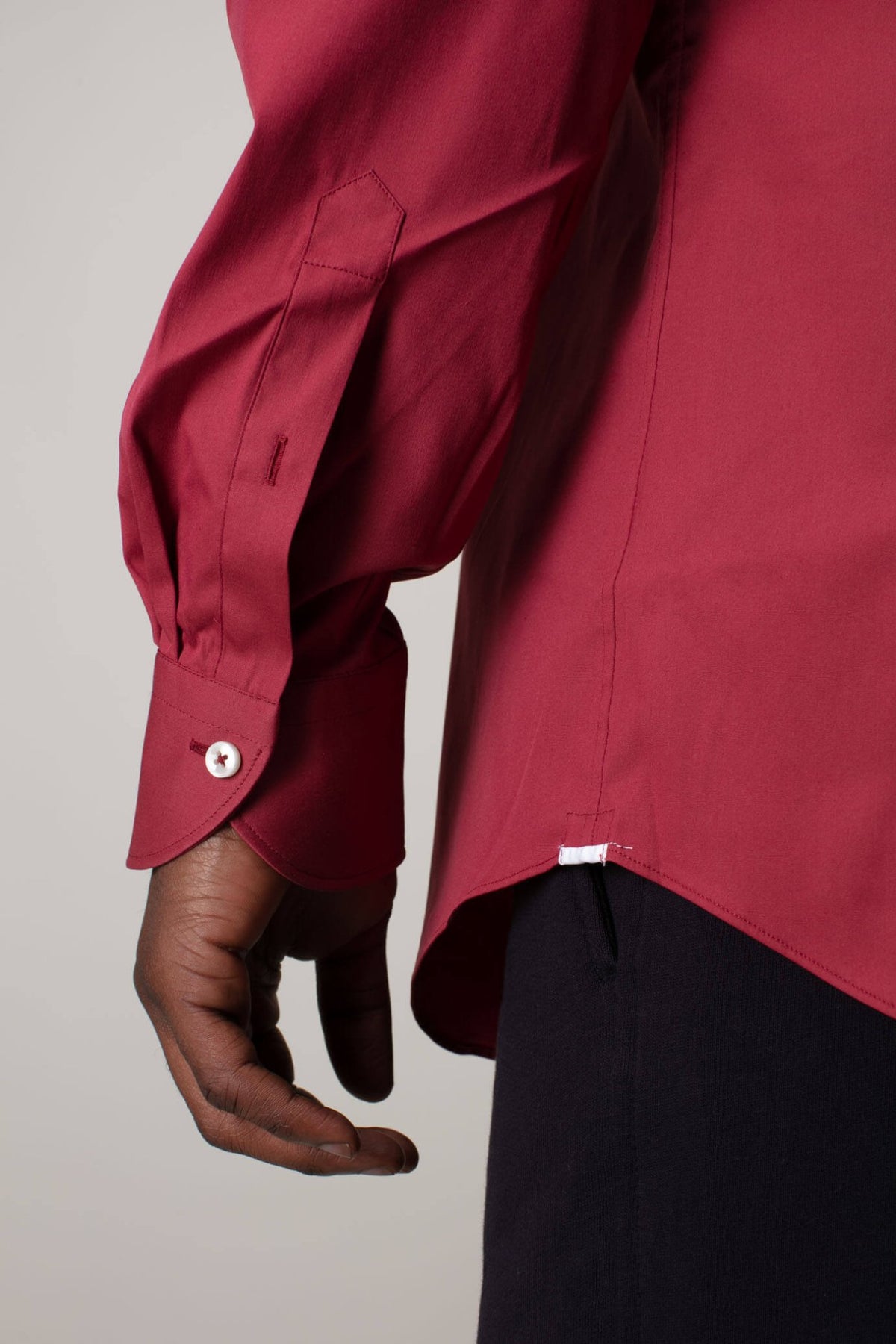 Model wearing Xacus classic shirt styled for business casual look