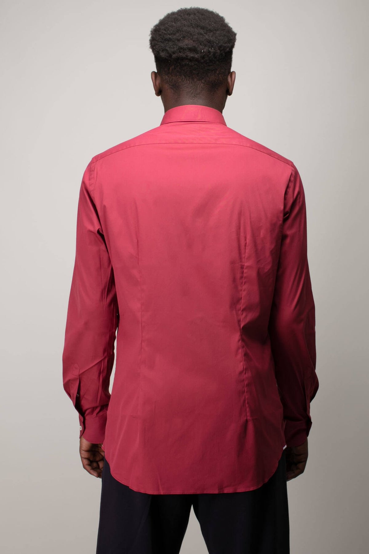 Close-up detail of Xacus shirt fabric showing cotton blend texture